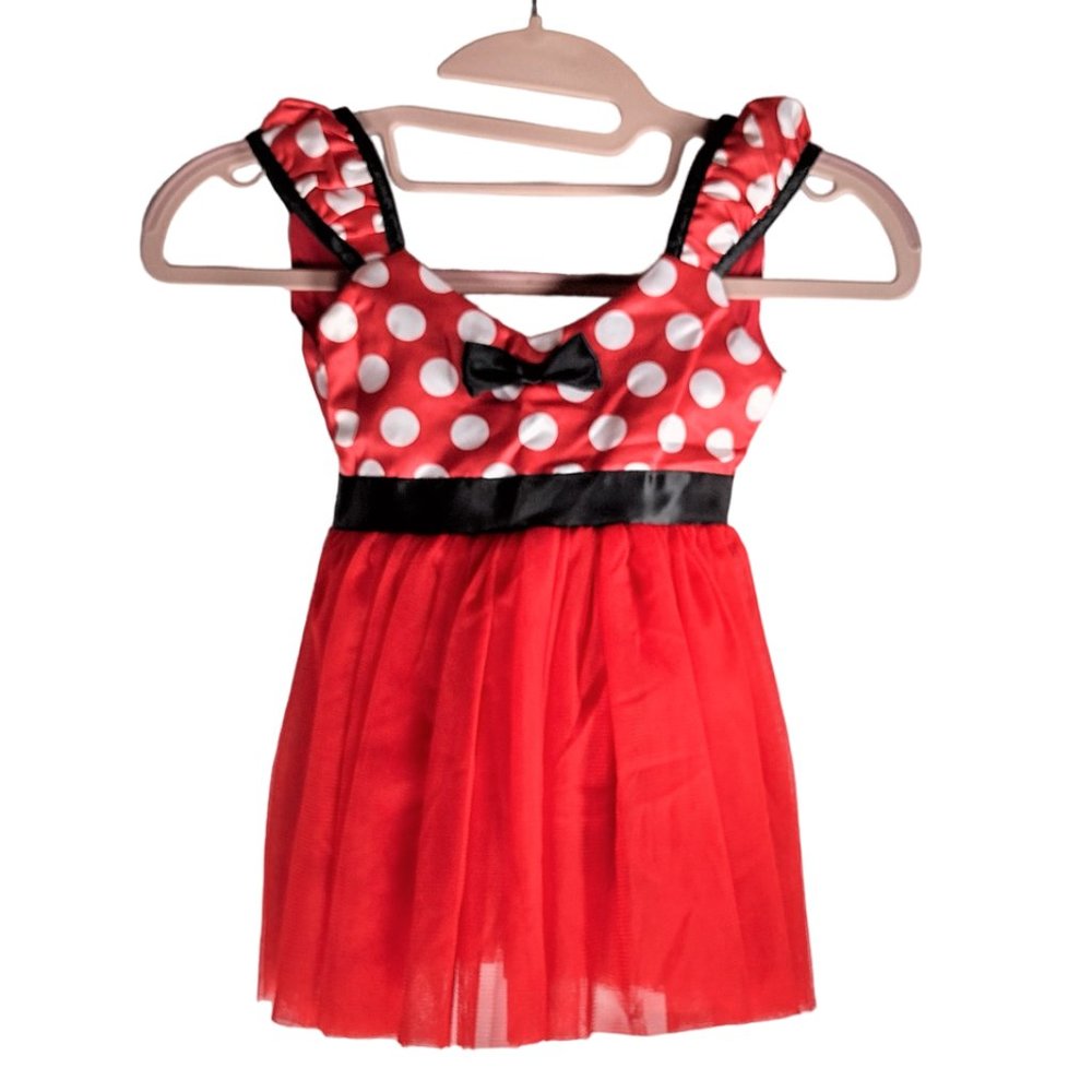 Ibtom Castle Red Black and White Tule Bow Dress Size 2T